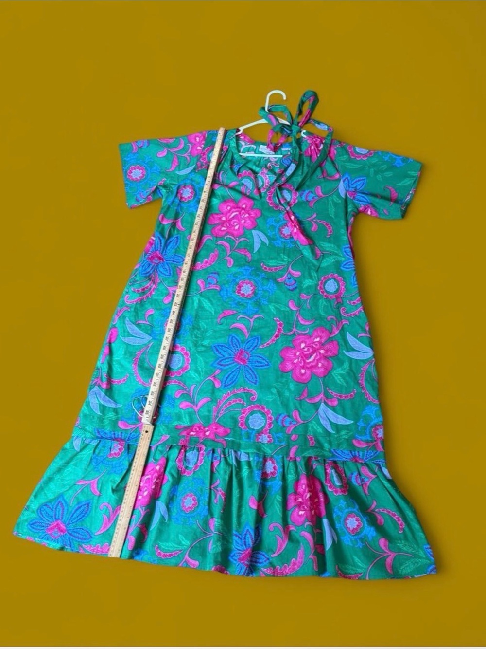 Sugarlips Green Floral Midi-maxi Dress with Pink & Blue Accents XL EUC - Picture 7 of 7